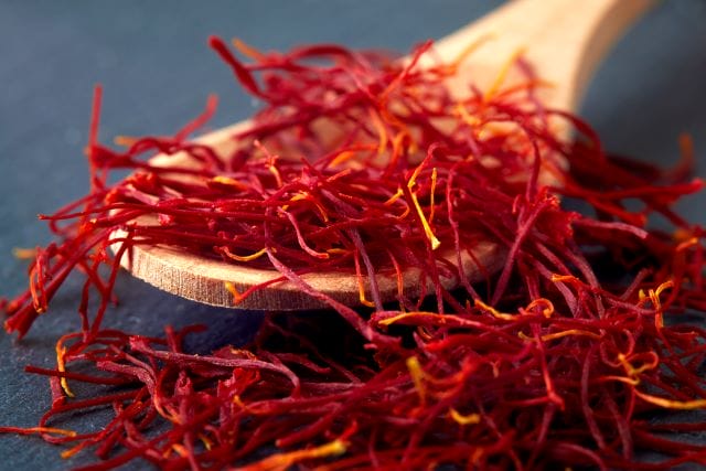 A spoon filled with saffron