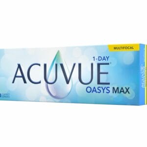 A box of Acuvue Oasys Max Multifocal contact lenses