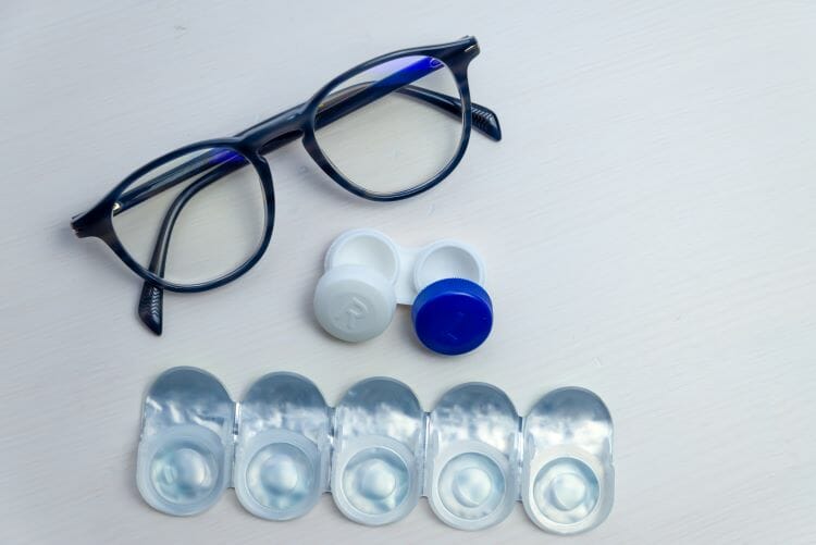 Stock image showing glasses and contact lenses