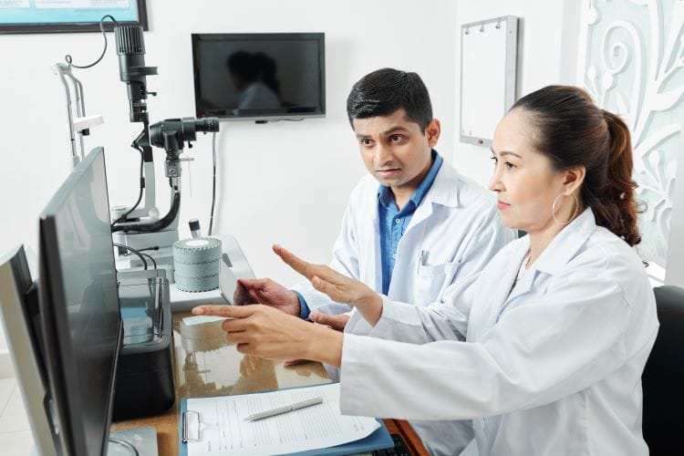 stock image of ophthalmologists working