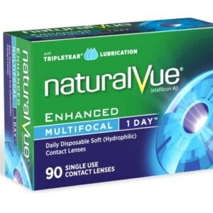 A box of NaturalVue_EnhancedMultifocal contact lenses
